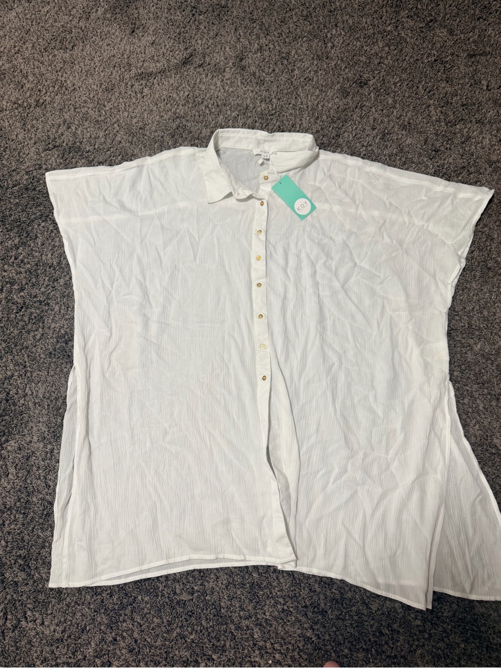 K.O.Y. Resort Miami Big Shirt NWT White Beach Cover Up Oversized Swim Cover-Up L